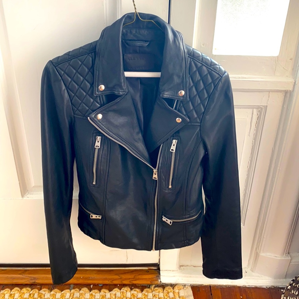 All Saints Quilted Leather Moto Jacket